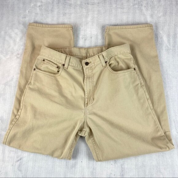 L.L. Bean Khaki Jeans Men's Sz 34 X 30 Straight Leg 100% Cotton - Picture 3 of 10